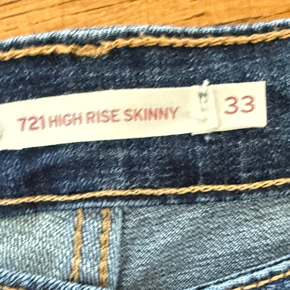 Levis 721 Skinny High Rise Blue Jeans sz33 - Picture 3 of 6